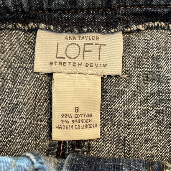 Ann Taylor Loft Stretch Denim Mini Skirt With Hidden Pockets & Pleats Size 8 - Picture 7 of 8